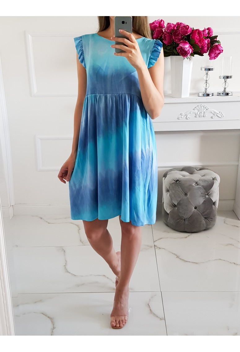 Bavlnené šaty Rainbow - Blue Ombre