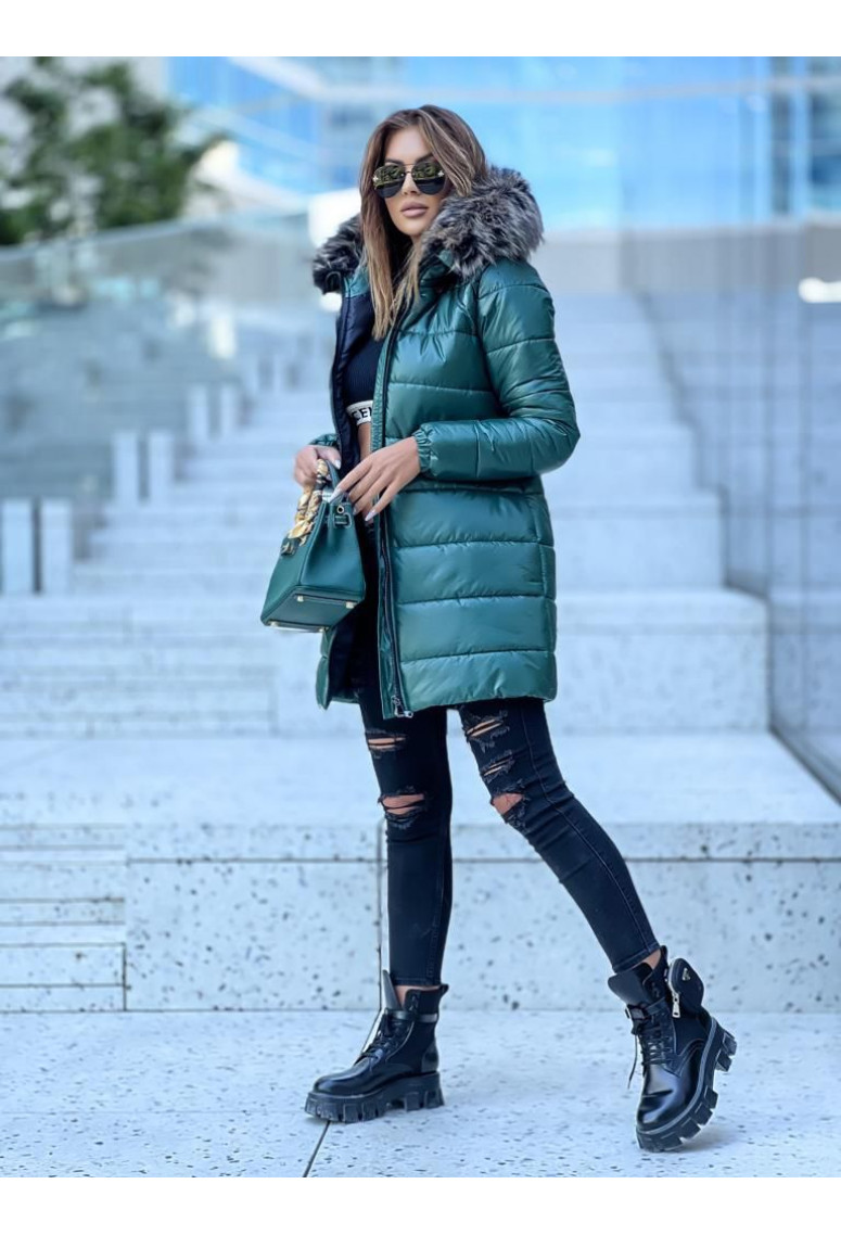 Zimná luxusná bunda Winter Madison - smaragdová