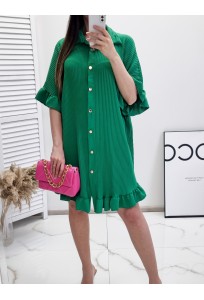 Voľné plisované košeľové šaty Shell - green