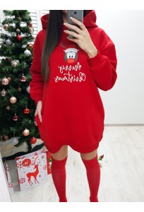 Mikinové šaty Merry Christmas - červené