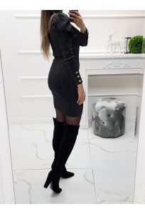 Úpletové šaty Melissa - black/silver