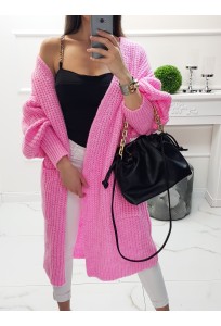 Hrubý kardigán Luxurya - sweet pink