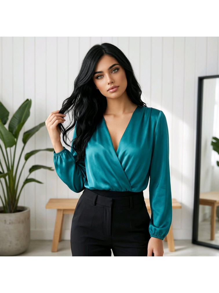Preklopené blúzkové body Loren - emerald green