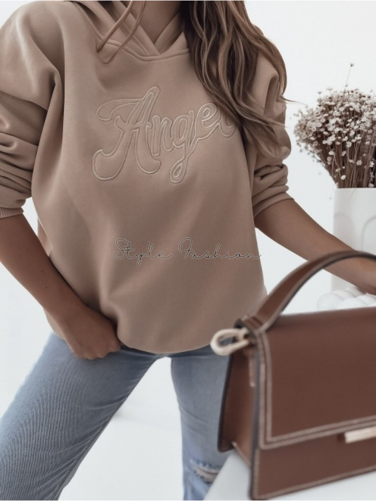 Hrubá bavlnená mikina Angel - sand beige