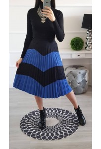 Plisovaná sukňa semiš Blue - Black